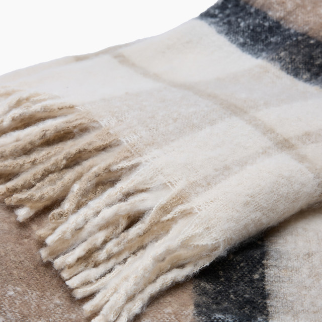 Thread Office Faux Mohair Check Throw, 140cm x 180cm - Beige