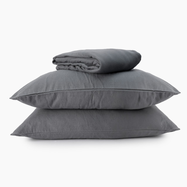 Thread Office Charcoal Brushed Cotton Fitted Sheet Set, 3-Piece - Three Quarter