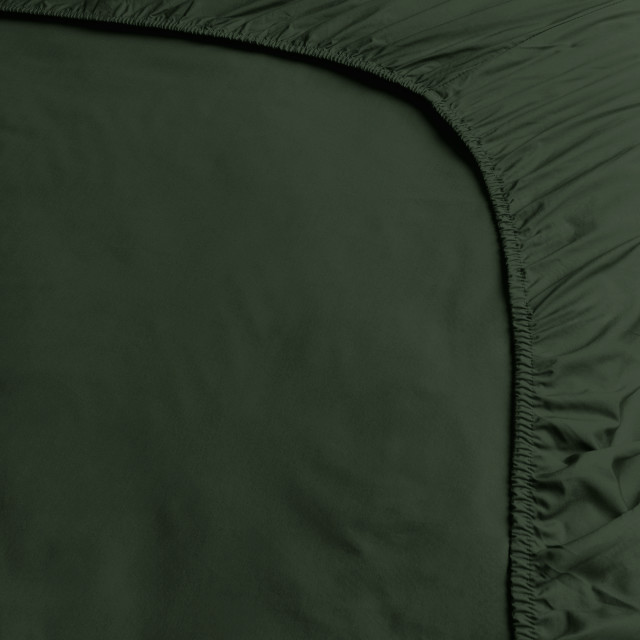 Thread Office Forest Green Washed Cotton Fitted Sheet - Double