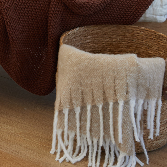 Lifestyle image of Thread Office Faux Mohair Mocha Throw, 140cm x 180cm