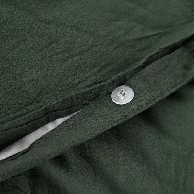 Thread Office Forest Green Washed Cotton Duvet Cover Set - Queen