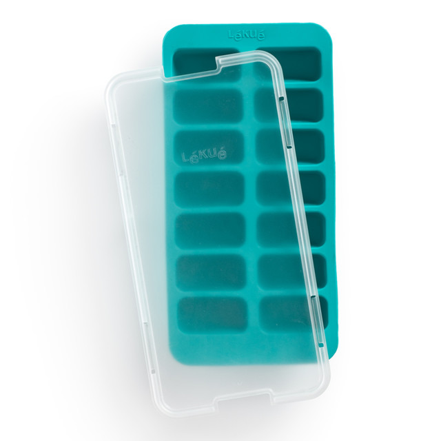 Lekue Rectangular Shaped Ice Cube Tray with Lid - Green