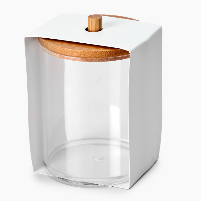 Thread Office Bamboo & Acrylic Round Bathroom Storage Jar - Natural