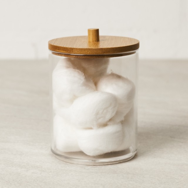 Thread Office Bamboo & Acrylic Round Bathroom Storage Jar - Natural