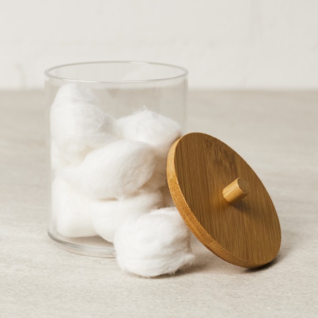 Thread Office Bamboo & Acrylic Round Bathroom Storage Jar - Natural