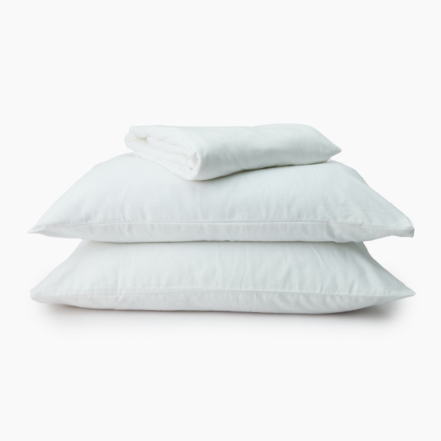 Thread Office White Brushed Cotton Fitted Sheet Set, 3-Piece - Three Quarter