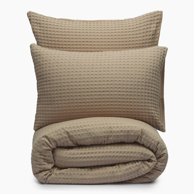 Thread Office Cream Chunky Waffle Duvet Cover Set - King
