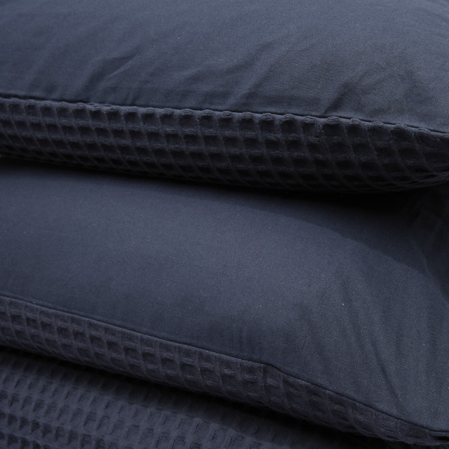 Thread Office Navy Chunky Waffle Duvet Cover Set - King