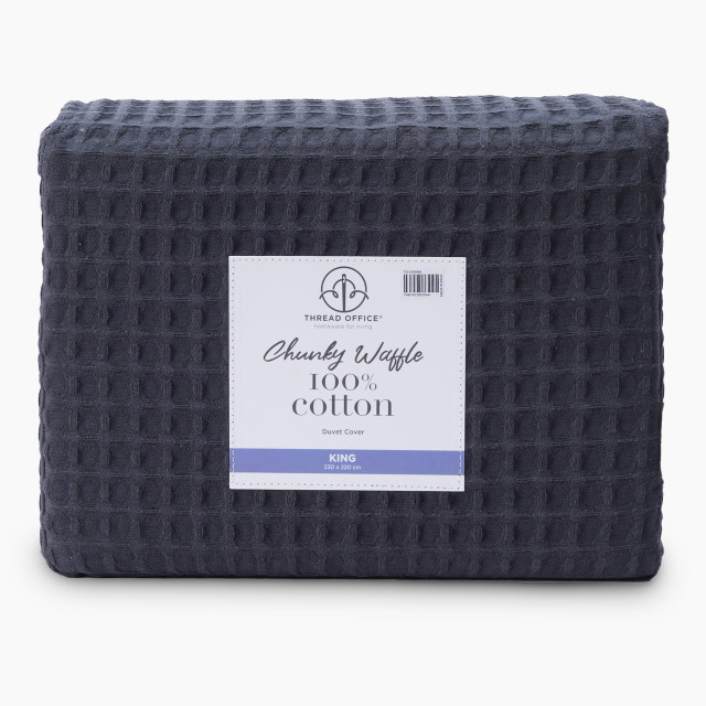 Thread Office Navy Chunky Waffle Duvet Cover Set - King