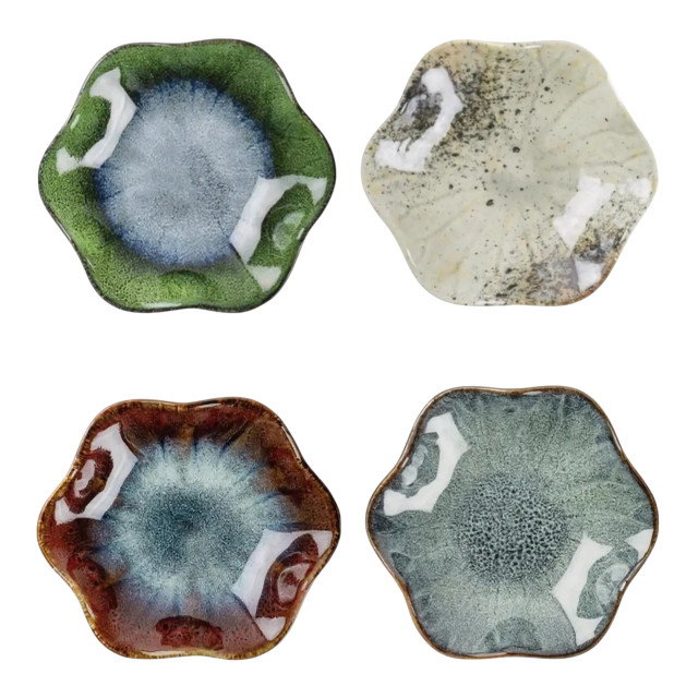 Nicolson Russell Japanese Lily Dipping Bowls, Set of 4 - Dark Grey & Green