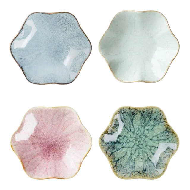 Nicolson Russell Japanese Lily Dipping Bowls, Set of 4 - Pink & Light Blue