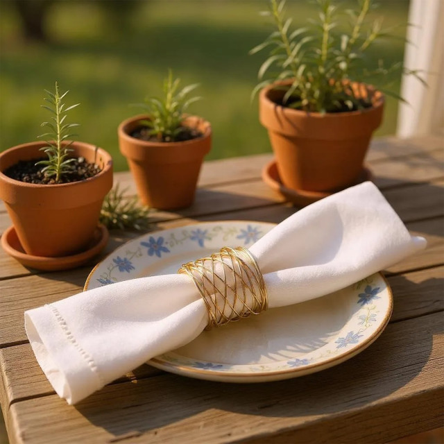 Nicolson Russell Gold Wired Napkin Rings, Set of 4