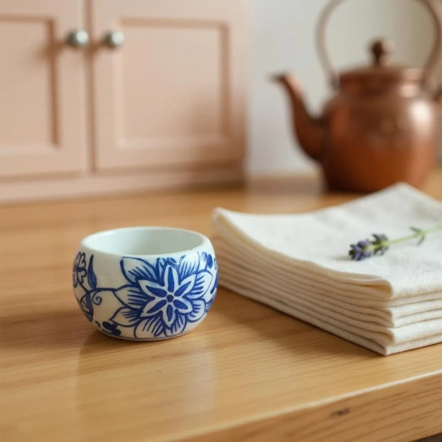 Nicolson Russell Blue Ceramic Napkin Rings, Set of 4