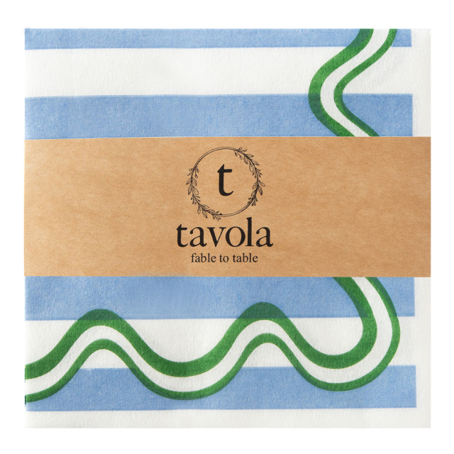 Tavola Wave Biodegradable Paper Napkins, Pack of 25 - Blue