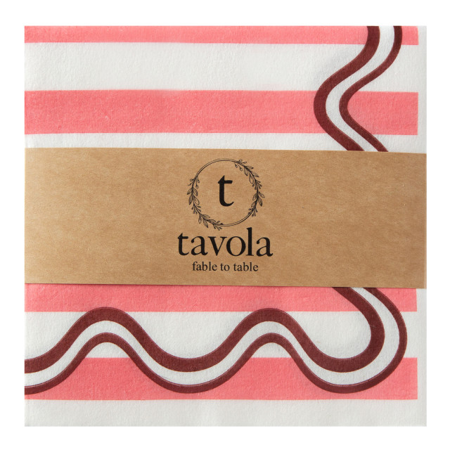 Tavola Wave Biodegradable Paper Napkins, Pack of 25 - Pink