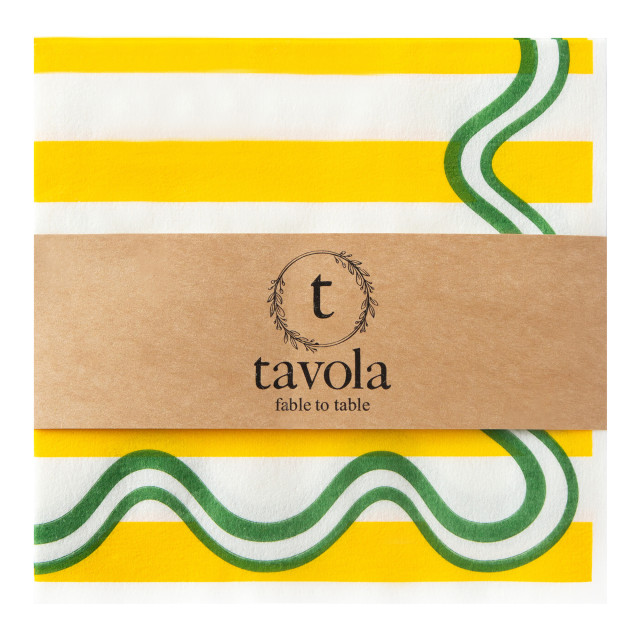 Tavola Wave Biodegradable Paper Napkins, Pack of 25 - Yellow