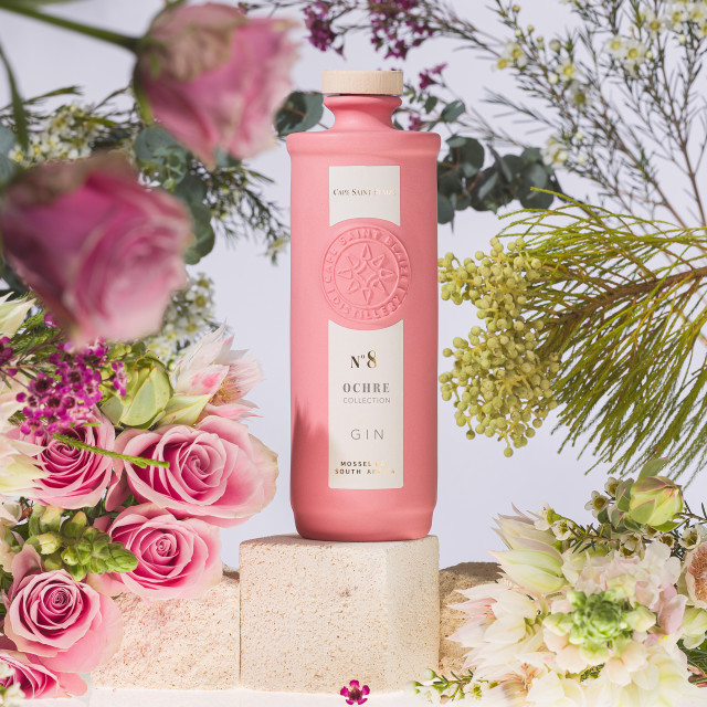 Cape Saint Blaize Limited Edition Ochre No. 8 Gin, 750ml with flowers