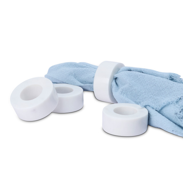 Humble & Mash Marble Napkin Rings, Set of 4 - White on napkin