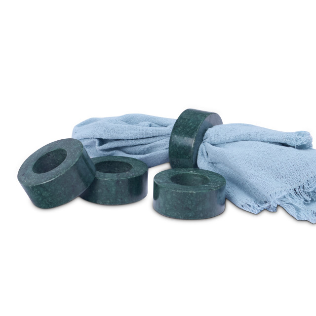 Humble & Mash Marble Napkin Rings, Set of 4 - Green on napkin