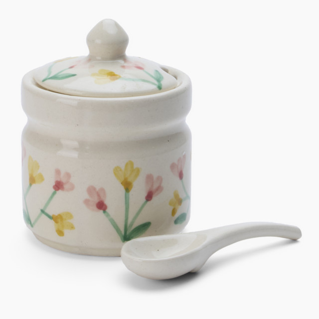 Humble & Mash Nostalgia Floral Ceramic Sugar Bowl with Spoon