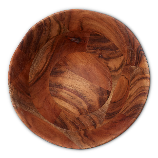 Humble & Mash Natural Wooden Serving Bowl, 20cm top view