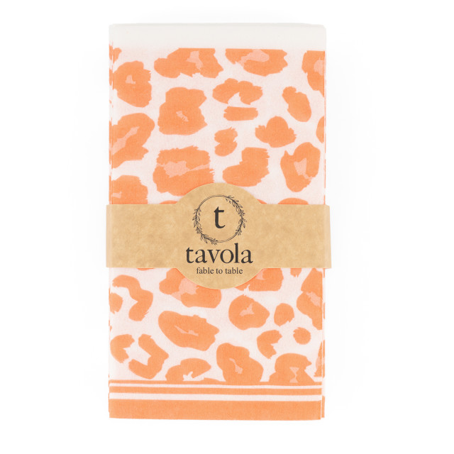 Tavola Leopard Slim Biodegradable Paper Serviettes, Pack of 24 - Peach