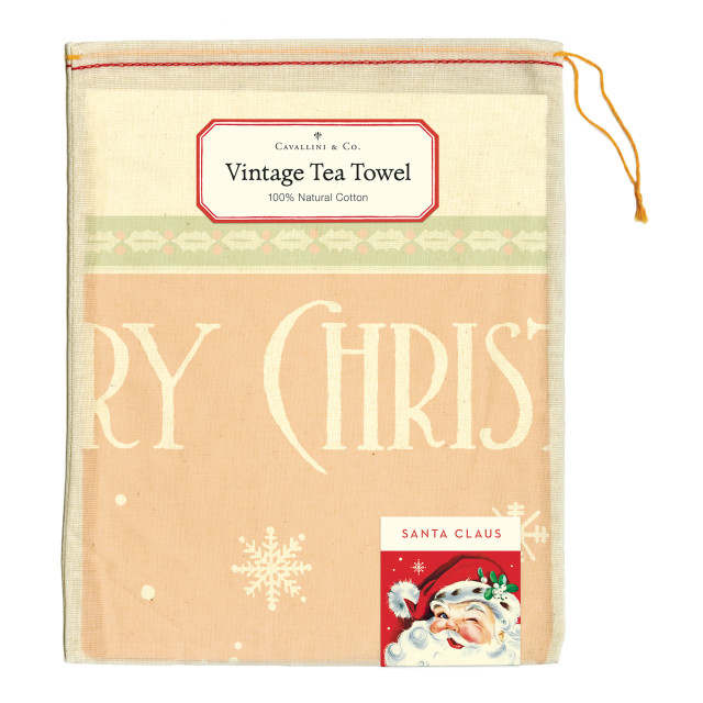 Cavallini & Co Festive Tea Towel - Christmas Santa packaging