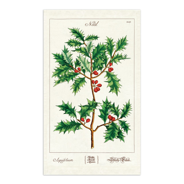 Cavallini & Co Festive Tea Towel - Christmas Holly