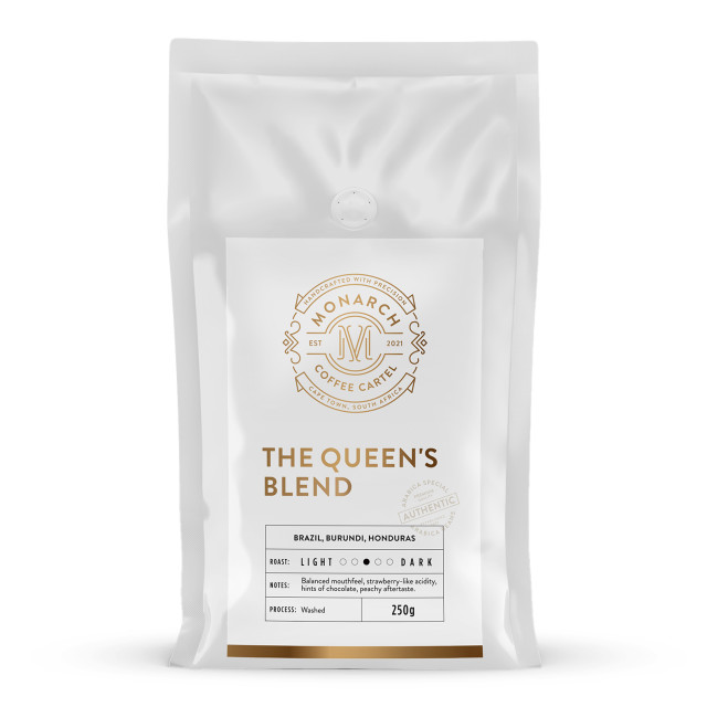 Monarch Coffee Cartel Queen's Blend Moka Pot Grind, 250g - Refill Bag angle
