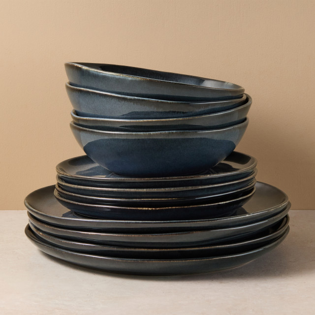 Salisbury & Co Capri Dinner Set, 12-Piece - Navy
