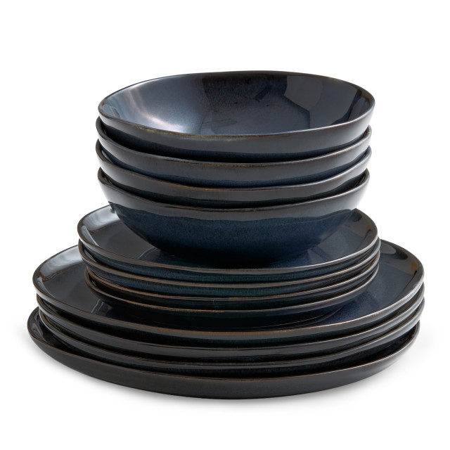 Salisbury & Co Capri Dinner Set, 12-Piece - Navy