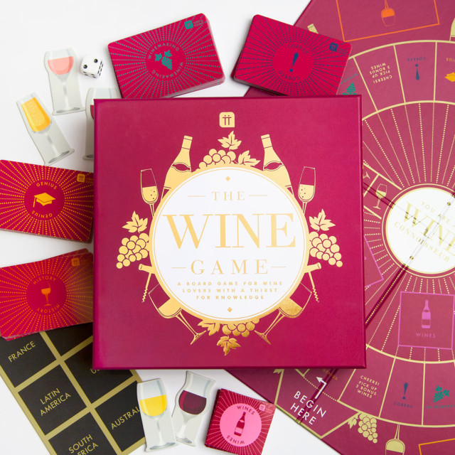 Talking Tables Wine Board Game on the table