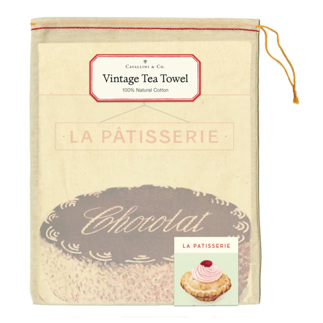 Cavallini & Co Vintage La Patisserie Tea Towel packaging
