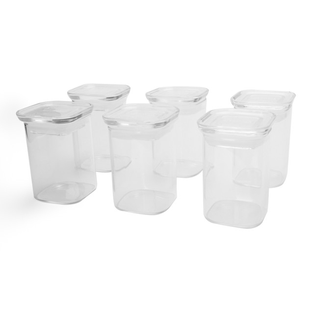 Kitchen Pro Eco Square Glass Spice Canisters, 6-Piece
