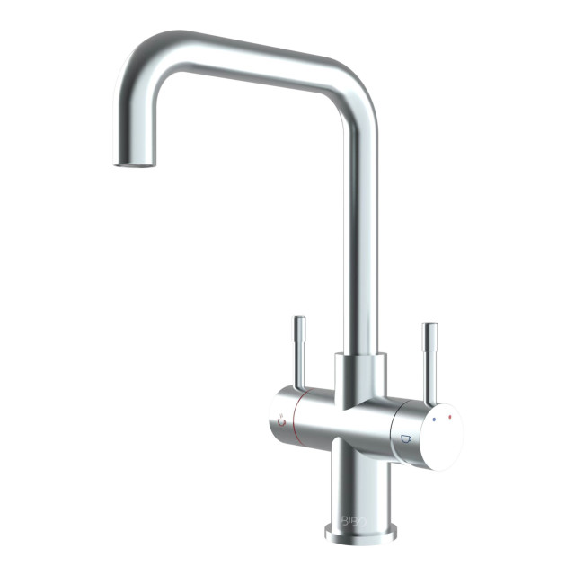 BIBO Under-Counter Boiling Water Module with Rock Faucet - Brushed Silver Cube 4-in-1 Faucet