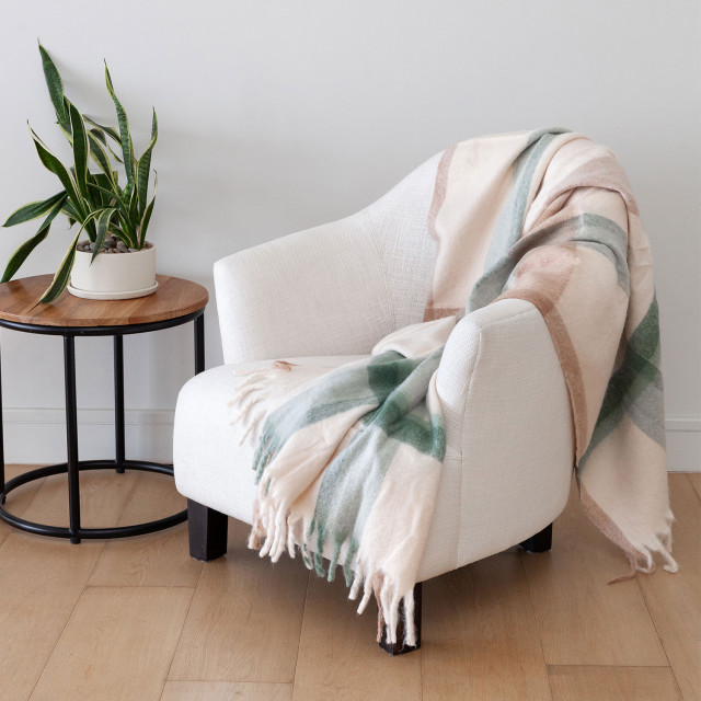 Linen House Willow Embrace Throw, 140cm x 180cm on a couch