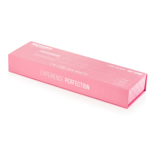 Moyoko Luxe Crown Hot 2-in-1 Ceramic Comb - Pink packaging