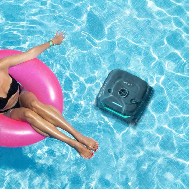 Wybot C2 Dual Layer Filtration Smart Cordless Robotic Pool Cleaner in a pool