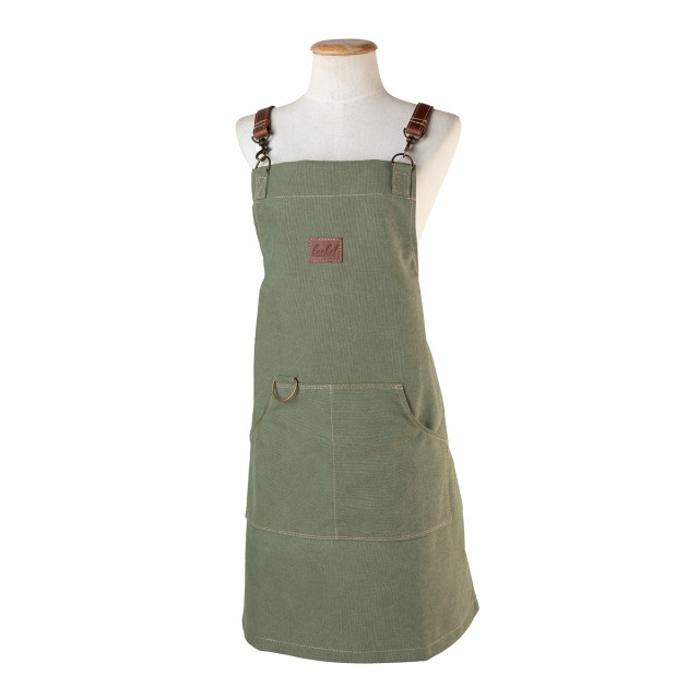 Luuks Irene Cotton Canvas & Leather Apron - Olive