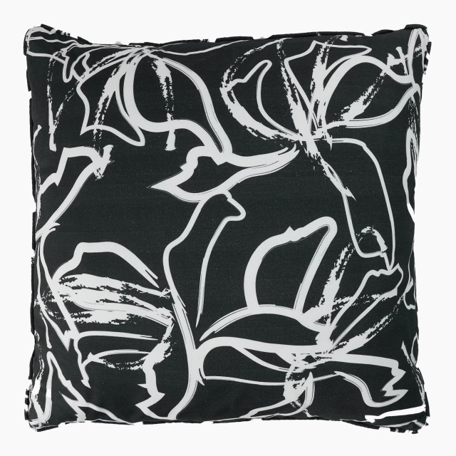 Thread Office Ada Flower Black Printed Scatter Cushion with Feather Inner, 60cm x 60cm