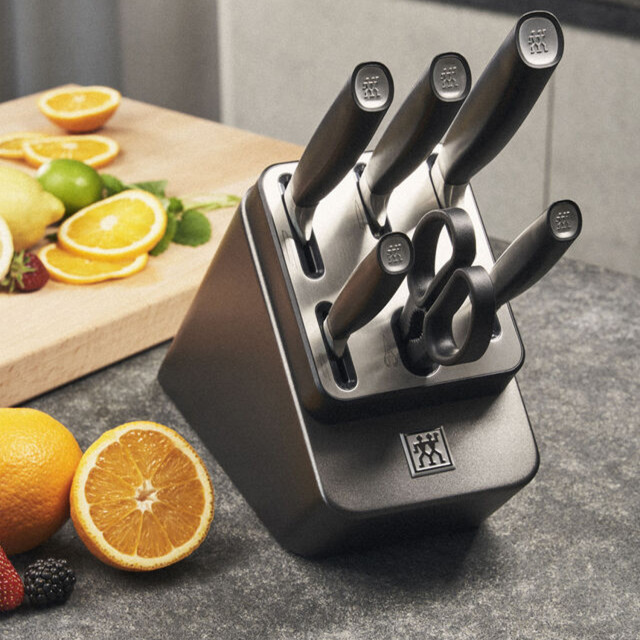 Zwilling All Star Self-Sharpening Knife Block Set, 7-Piece on the kitchen counter
