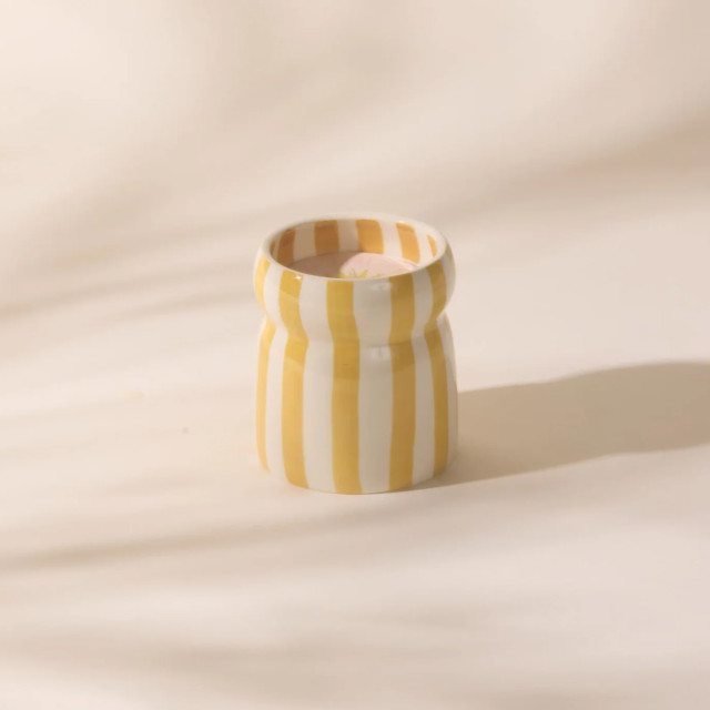 Paddywax Cabana Gold Coast Striped Ceramic Scented Candle, 184g