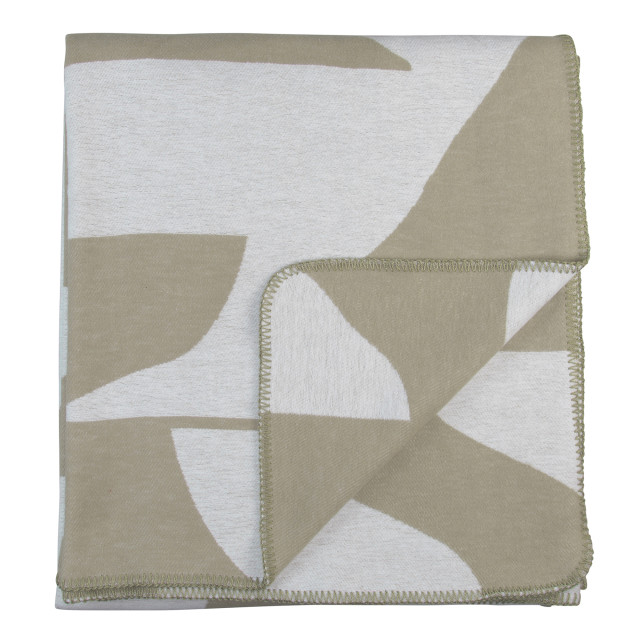 Aranda Olive White Amanda Throw, 200cm x 230cm top view