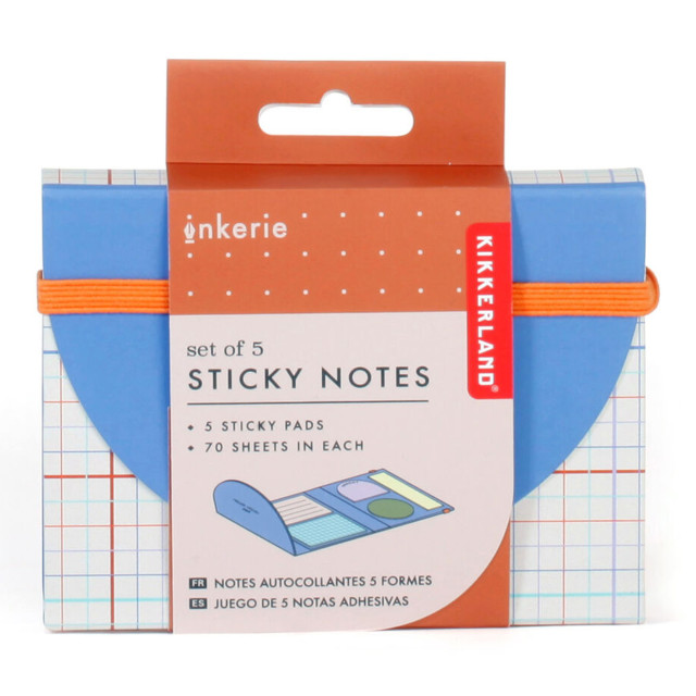 Kikkerland Sticky Notes Pad, Set of 5 packaging