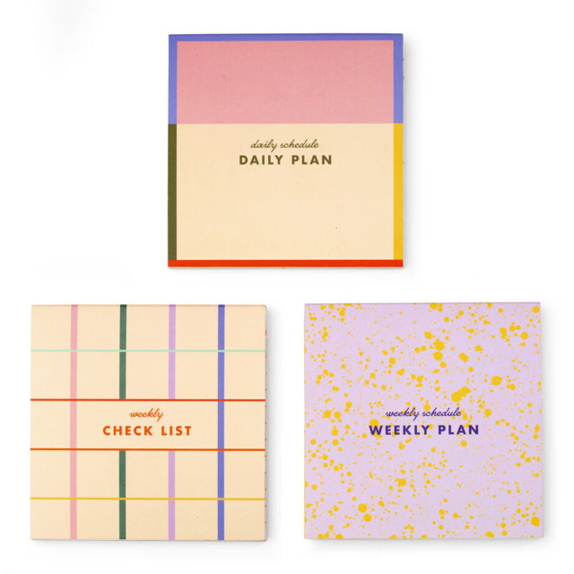Kikkerland Sticky Note Memo Pads, Set of 3
