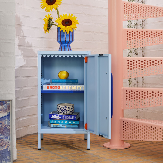 Popstrukt Sprinkles Side Table - Blueberry Splash with sunflowers