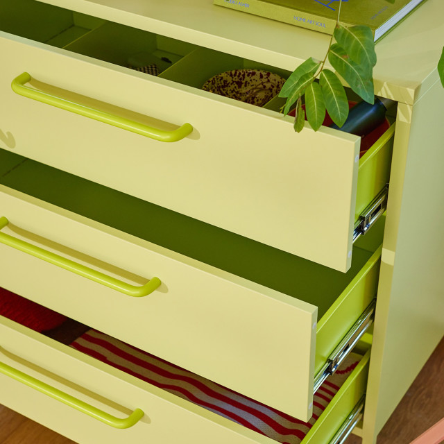 Popstrukt Sprinkles Chest of Drawers - Kiwi Fizz with opened drawers