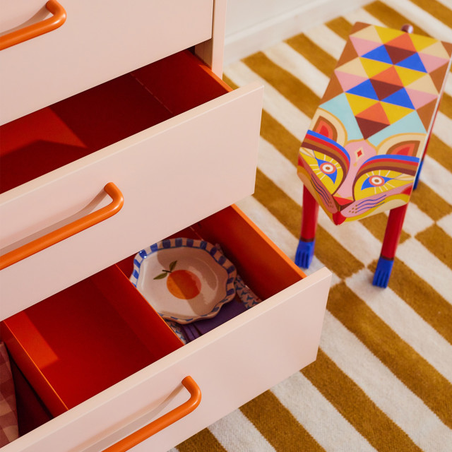 Popstrukt Sprinkles Chest of Drawers - Peach Pop with opened drawers