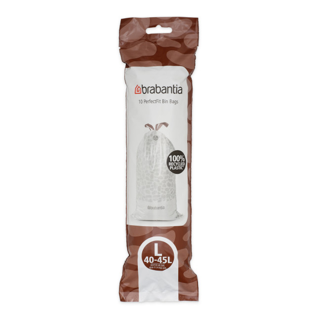 Brabantia PerfectFit Bin Bags, Pack of 10 - Code L, 45L