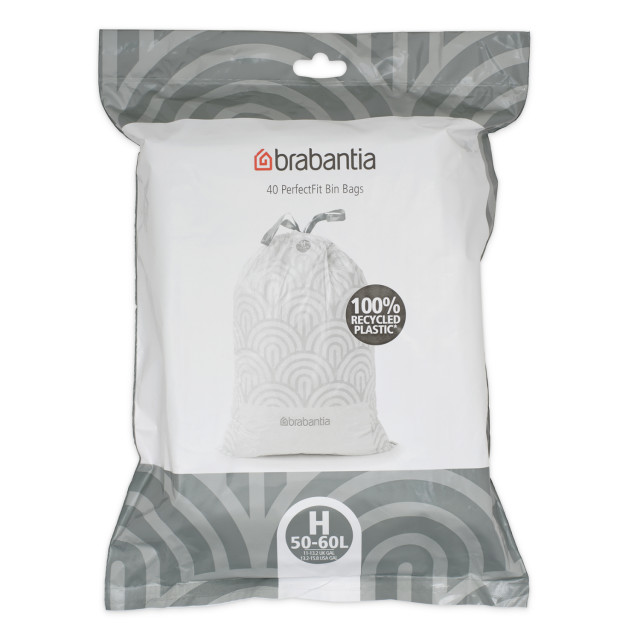 Brabantia PerfectFit Bin Bags with Dispenser, Pack of 40 - Code H, 50-60L